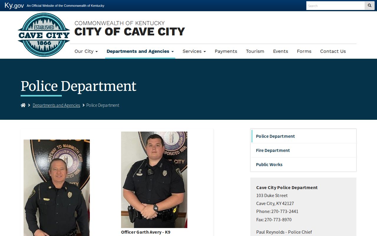 Cave City Kentucky official records source for arrest report requests
